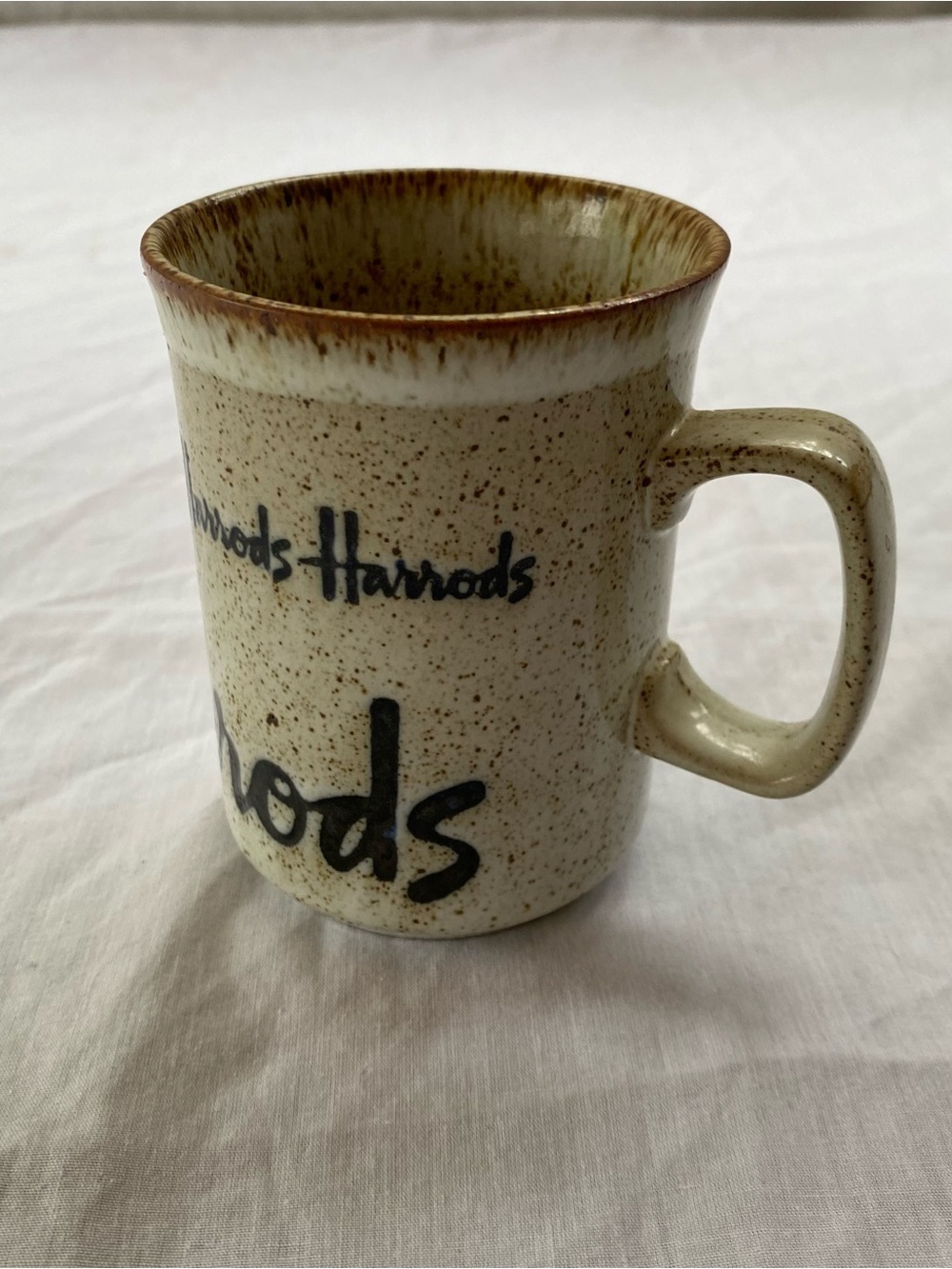 Vintage Harrods Main Living Stoneware Mug Rustic Speckled Coffee Cup England - Picture 2 of 6